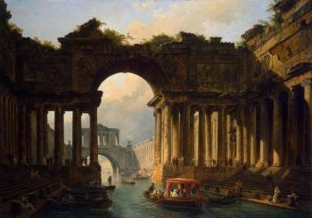 休伯特 羅伯特 Architectural Landscape with a Canal 休伯特 羅伯特 Architectural Landscape with a Canal